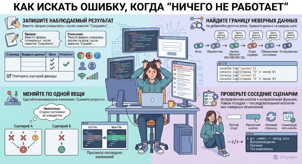 Как искать ошибку, когда «ничего не работает»